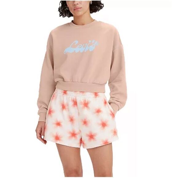 Levi's Women's- Cropped Graphic Logo Sweatshirt XL Peach - Picture 1 of 3